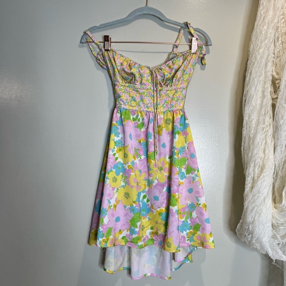 For Love And Lemons Emily Backless Printed Colorful Tie Back Mini Dress M - Picture 4 of 7